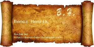 Bencz Henrik névjegykártya